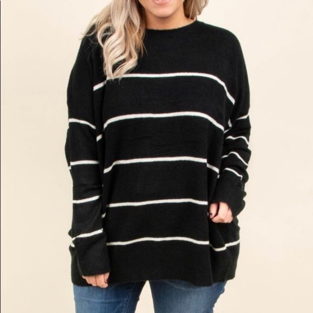 Chic Soul Slumber Party Sweater - Black/Cream